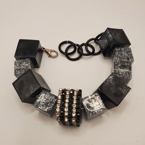 Elegant Black and Silver Women's Bracelet